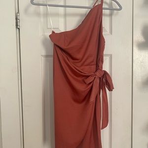 Rust Orange Wrap Mini Dress - Wedding Guest Dress - Hello Molly